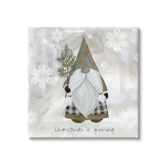 Stupell Industries Christmas Is Gnoming Holiday Pattern Canvas Wall Art